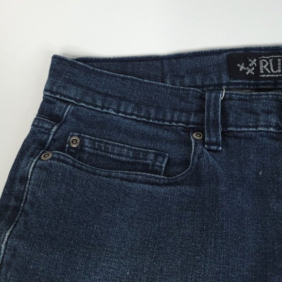 Rude Jeans Mens 30 x 32 Super Skinny Dark Washed Blue Stretch Denim - Picture 3 of 11